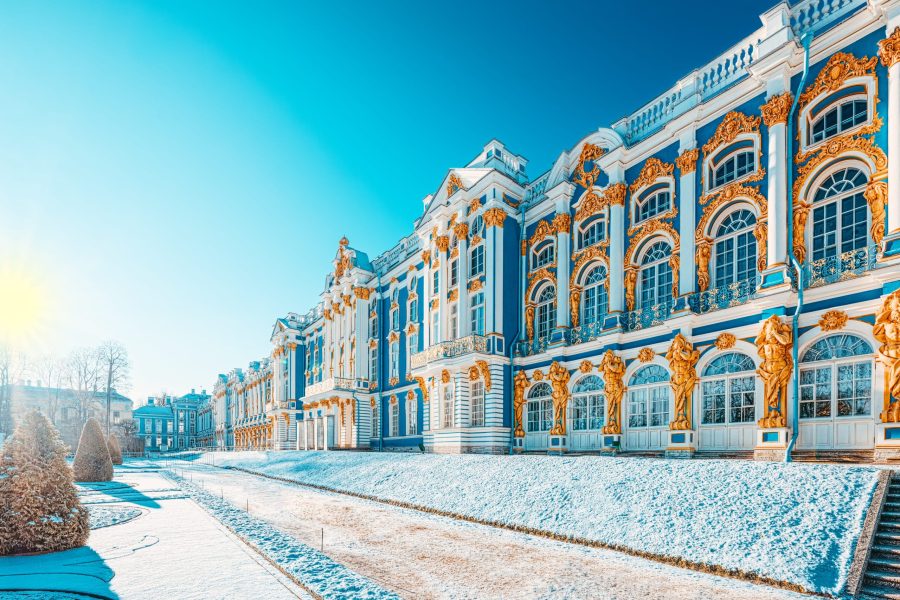 Ekaterininsky Palace, Tsarskoye Selo (Pushkin) suburb of Saint Petersburg. Russia.